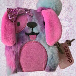 Claire's Plush Mini Pastel Puppy Diary Pen Lock & Key Set Kawaii Journal Kidcore